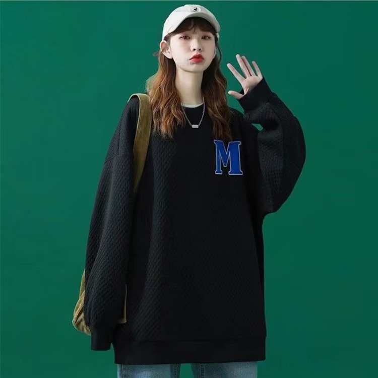 IELGY    Áo Sweater Cổ Tròn Dáng Rộng Phong Cách Hàn Quốc Thời Trang Cho Nữ