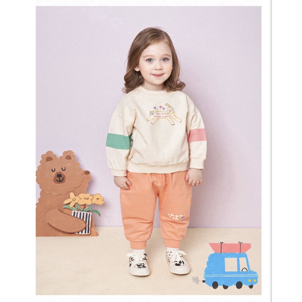 Áo nỉ da cá mèo flower bé trai bé gái Moli. HA3888