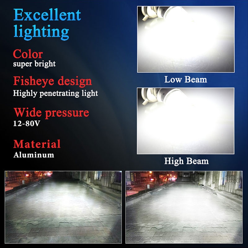 1 Đèn Pha Chống Sương Mù H4 P15D Ba20D Chip 108 12-80V Cho Xe Mô Tô