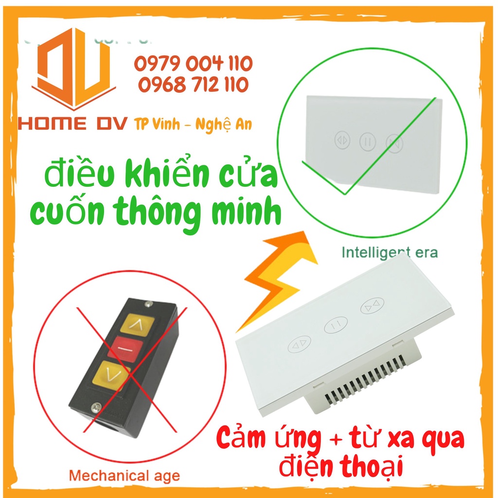 Công Tắc Điều Khiển Cửa Cuốn Thông Minh Tuya Smart ( qua wifi + blutooth) nút cảm ứng xịn xò có đèn báo