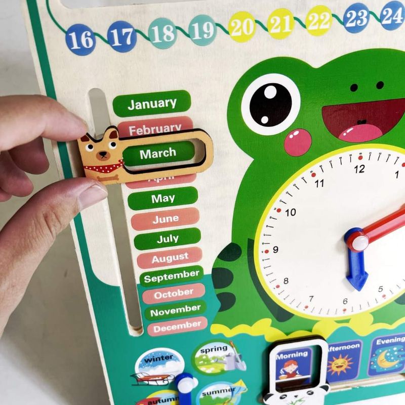 Đồ chơi đồng hồ gỗ đa năng hình con ếch