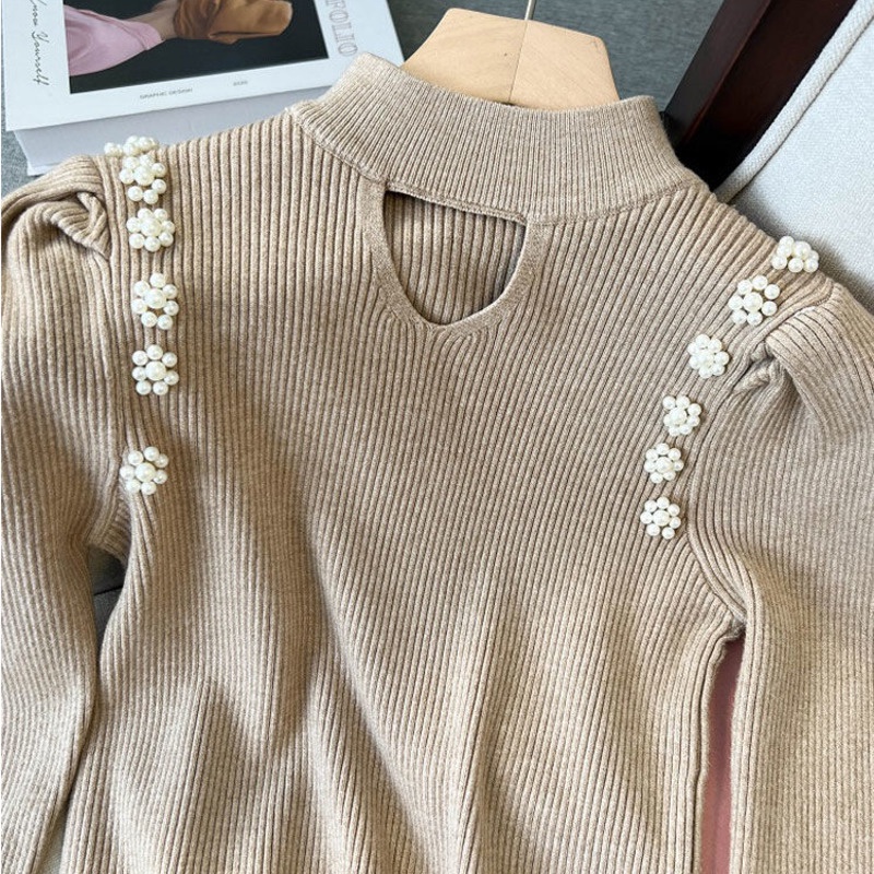 Áo sweater Dệt Kim Tay Phồng Thời Trang Thu Đông Dành Cho Nữ
