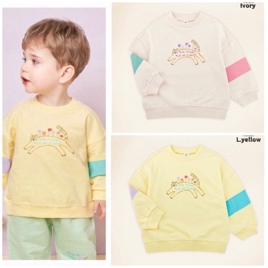 Áo nỉ da cá mèo flower bé trai bé gái Moli. HA3888