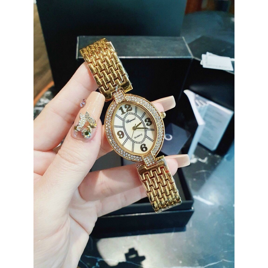 Đồng hồ nữ New size 34 mm dây khóa cài thép không gỉ 2 màu gold và silver thời trang sang trọng