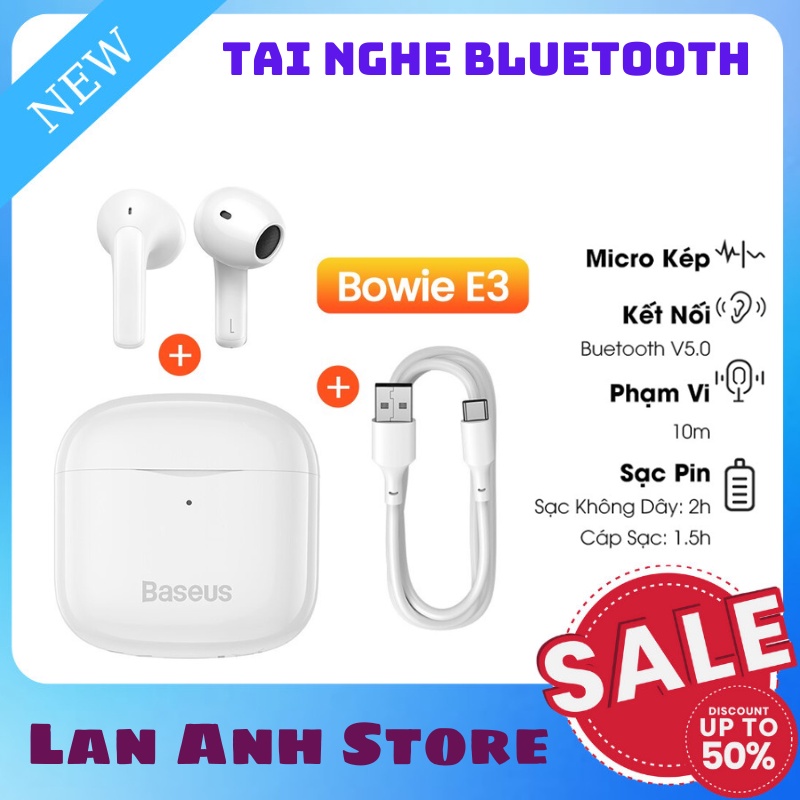 Tai Nghe Bluetooth Baseus Bowie E3 Tai Nghe Không Dây Với Màng Loa Titanium Cho Khả Năng Tái Tạo Âm Thanh Cực Tốt
