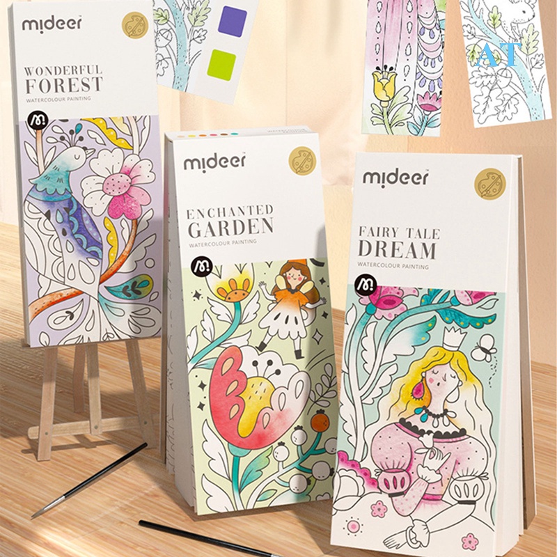 Set 20 Tấm Sách Tô Màu Nước Tự Tô Màu Diy Cho Bé