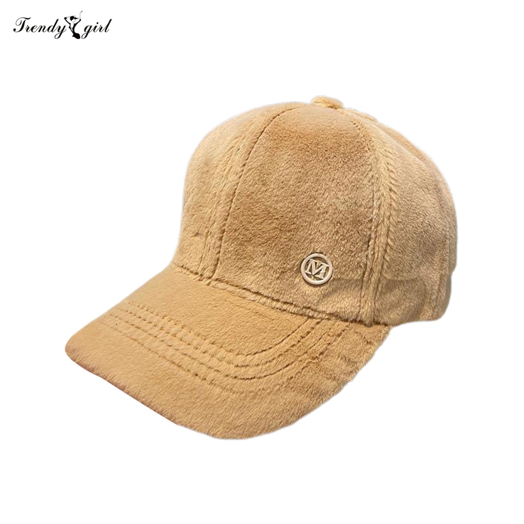 Mũ Lưỡi Trai Mùa Đông Thêu Chữ M Bằng Lông Cừu Hợp Thời Trang