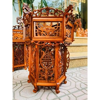 Cặp đèn lồng gỗ hương (kt 46 x 46 cm)