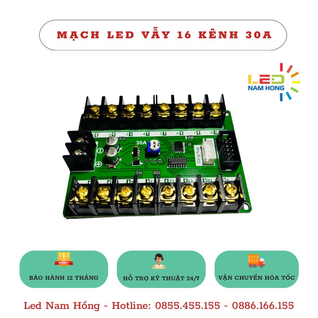 Mạch Led vẫy đơn sắc 16 Kênh 30A Pro (led4u)