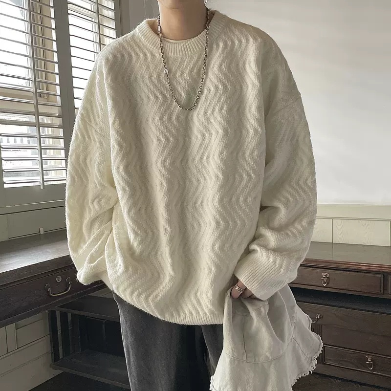Áo Sweater Tay Dài Cổ Tròn Dáng Rộng Thời Trang Cho Nam