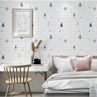Xốp dán tường hoạt hình cây thông 3d khổ 70x77cm
