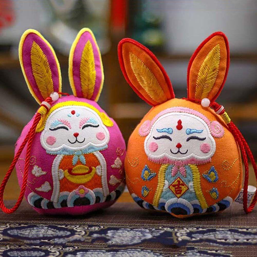 Thỏ Nhồi Bông Mềm Mại Phong Cách Trung Hoa Trang Trí Nhà Cửa