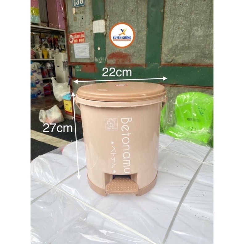 Thùng rác tròn đạp chân thông minh nhựa Việt Nhật - Bật rác nhựa nắp tròn đạp chân dung tích 5L - 10L