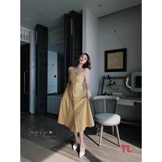 váy hở lưng gấm tacta cao cấp