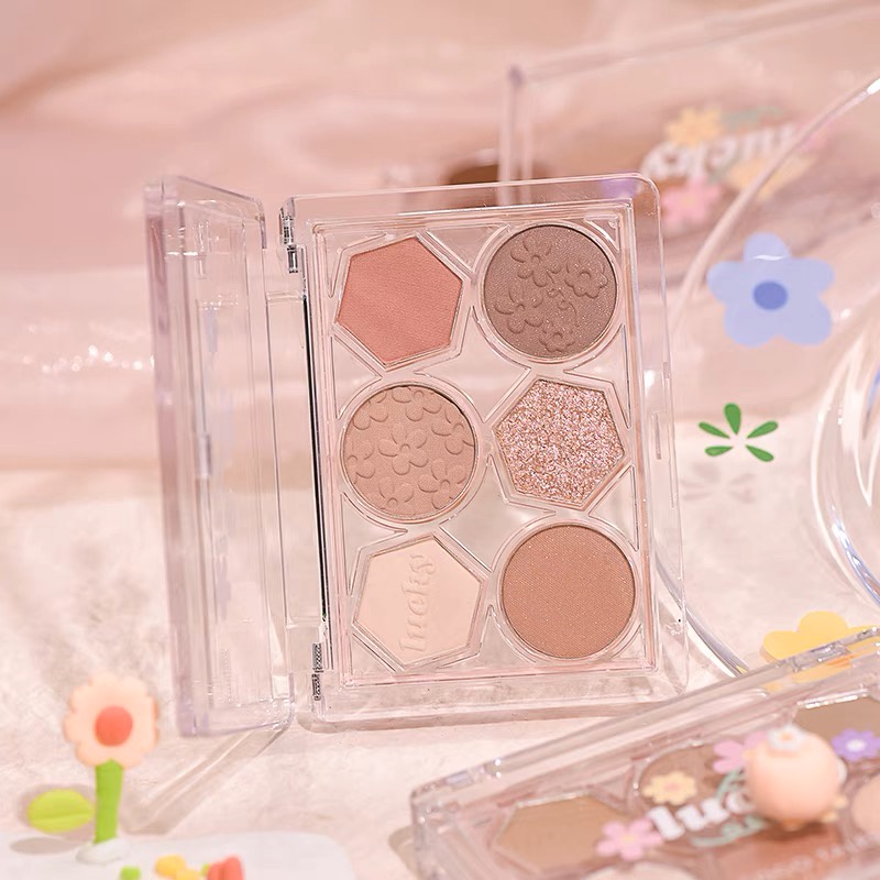 Bảng Phấn Mắt Gogotales 6 Màu Lì Lấp Lánh Trang Điểm Đa Năng