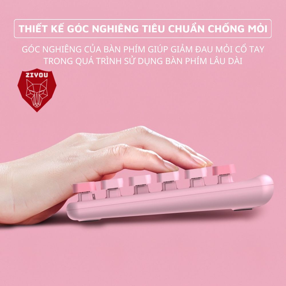 Bàn Phím Và Chuột Không Dây Ziyou QW02 Màu Cực Đẹp Phím Bấm Êm Kết Nối Máy Tính Laptop PC + Tặng Lót