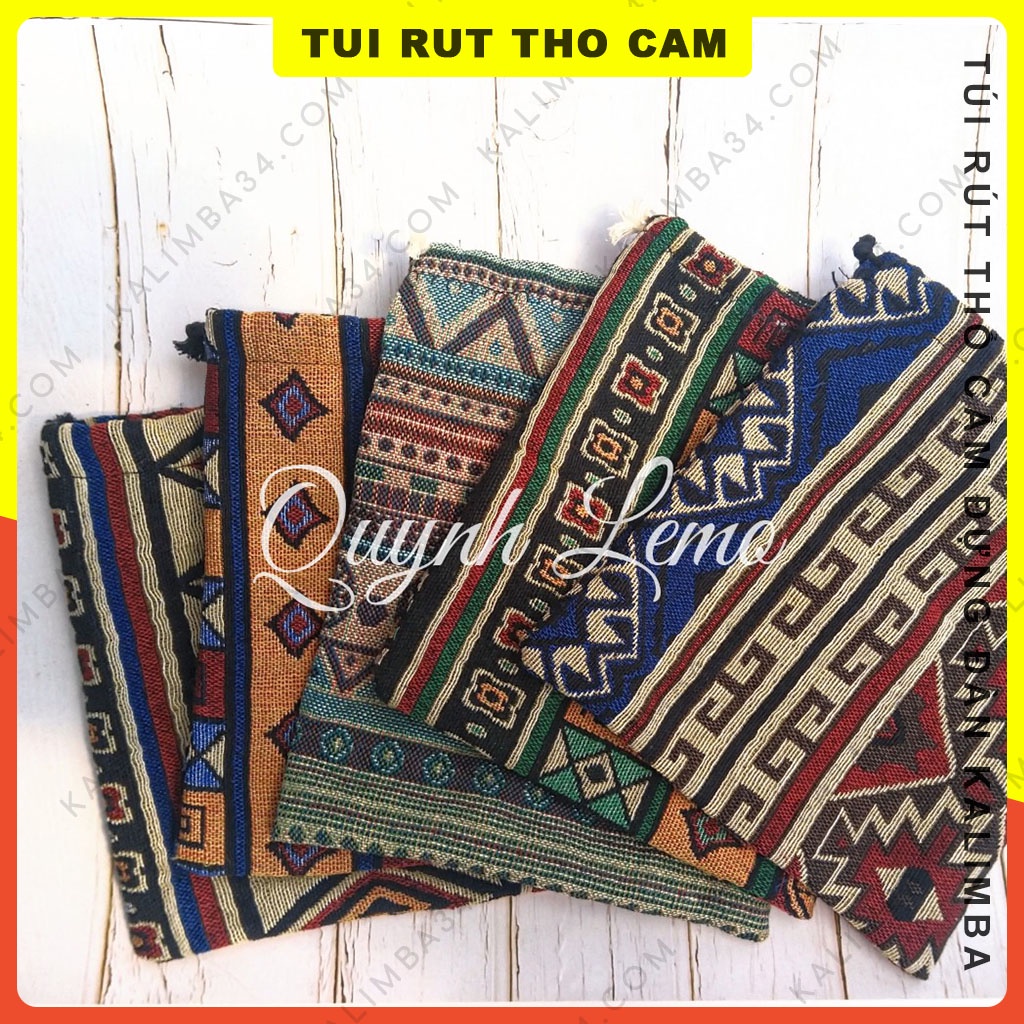 Túi rút thổ cẩm đựng đàn kalimba 17 phím vải thổ cẩm hoa văn ngẫu nhiên chống trầy, chống bụi bẩn