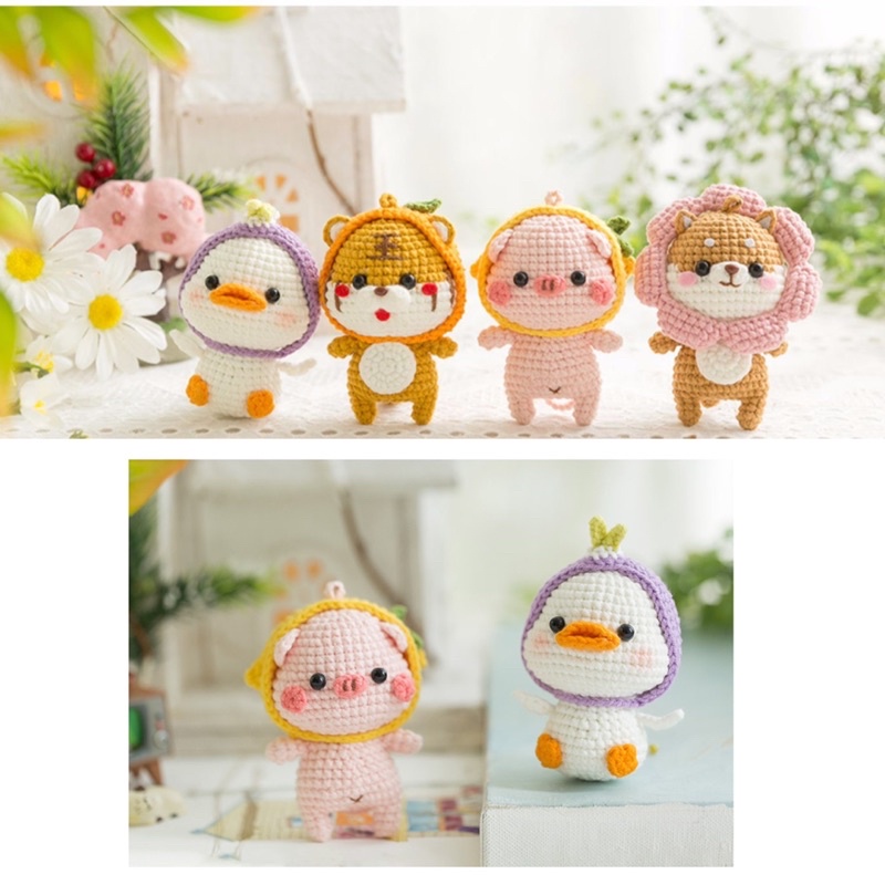 DIY Gói Nguyên Liệu Móc Len Bộ Tứ Cánh Cụt 🐷 🐯🐧 🐶 Shiba  Dễ Thương- Quà Tặng Handmade Tự Làm Ý Nghĩa [Có hướng dẫn]