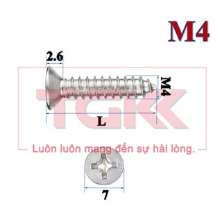 Vít bắt gỗ inox 201 đầu bằng m4