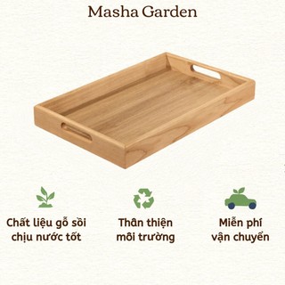 Khay gỗ sồi có tay cầm đựng đồ đa năng | masha garden