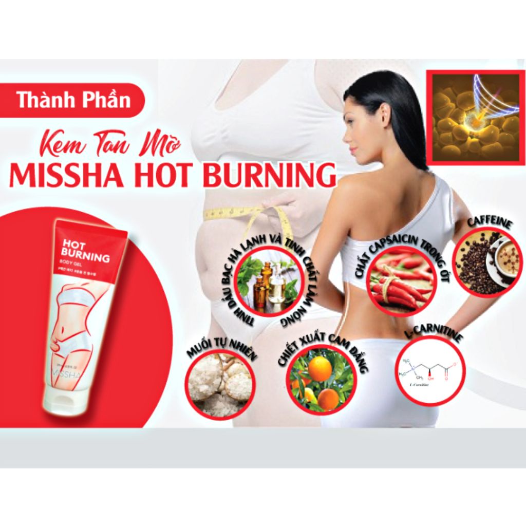 KEM TAN MỠ BỤNG BODY MISSHA HOT BURNING 200ML HÀN QUỐC - GEL TAN MỠ TẠO GIÁNG THON GỌN