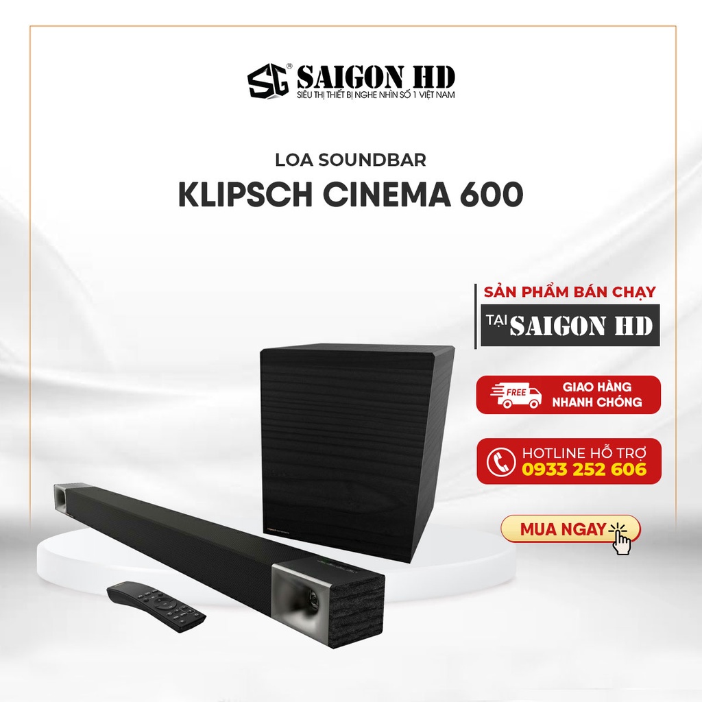 Bộ loa Soundbar KLIPSCH Cinema 600 - Hàng Chính Hãng, Bảo Hành 12 Tháng