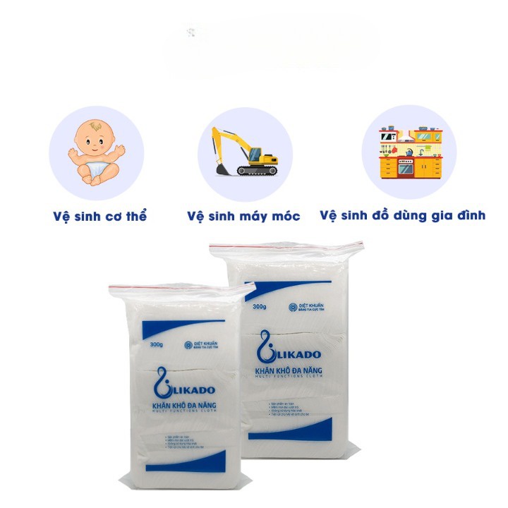 [ HÀNG CHÍNH HÃNG] Khăn Giấy Khô Đa Năng Cho Bé Likado Loại 300g Kích Thước(14*20), 270 Tờ/Gói Babibu - KKDN