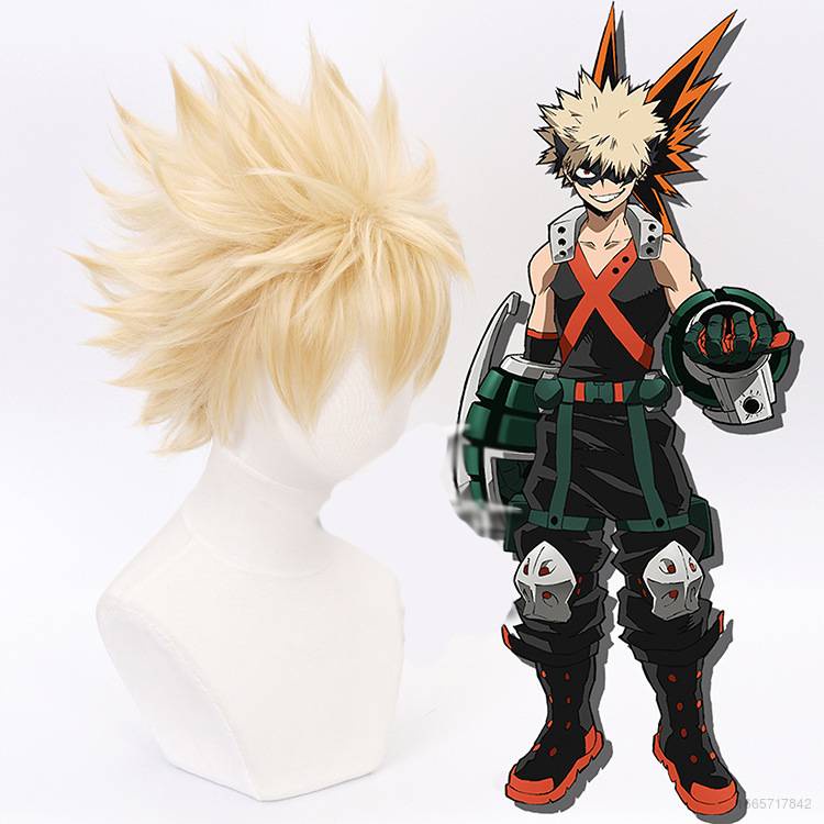 Tóc Giả Bồng Bềnh Màu Vàng Cosplay Nhân Vật Katsuki Bakugou Trong My Hero Academia