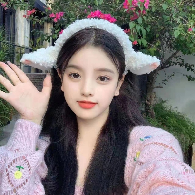 Băng Đô Tai Cừu Nhồi Bông Mềm Mại Dùng Để Rửa Mặt Hóa Trang Lolita