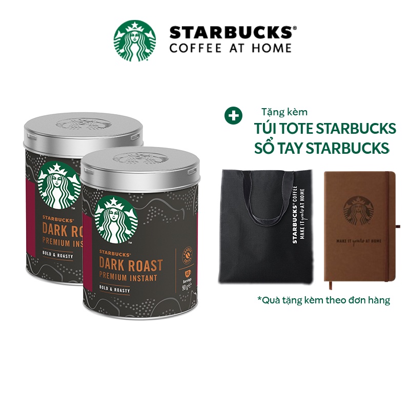 Combo 2 Hũ Cà phê đen hòa tan cao cấp Starbucks® Rang Đậm ( Hũ 90g )