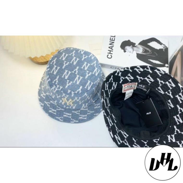 Nón thời trang, mũ bucket vành tròn NY Monogram vải Kaki xịn siêu đẹp (Ảnh thật)