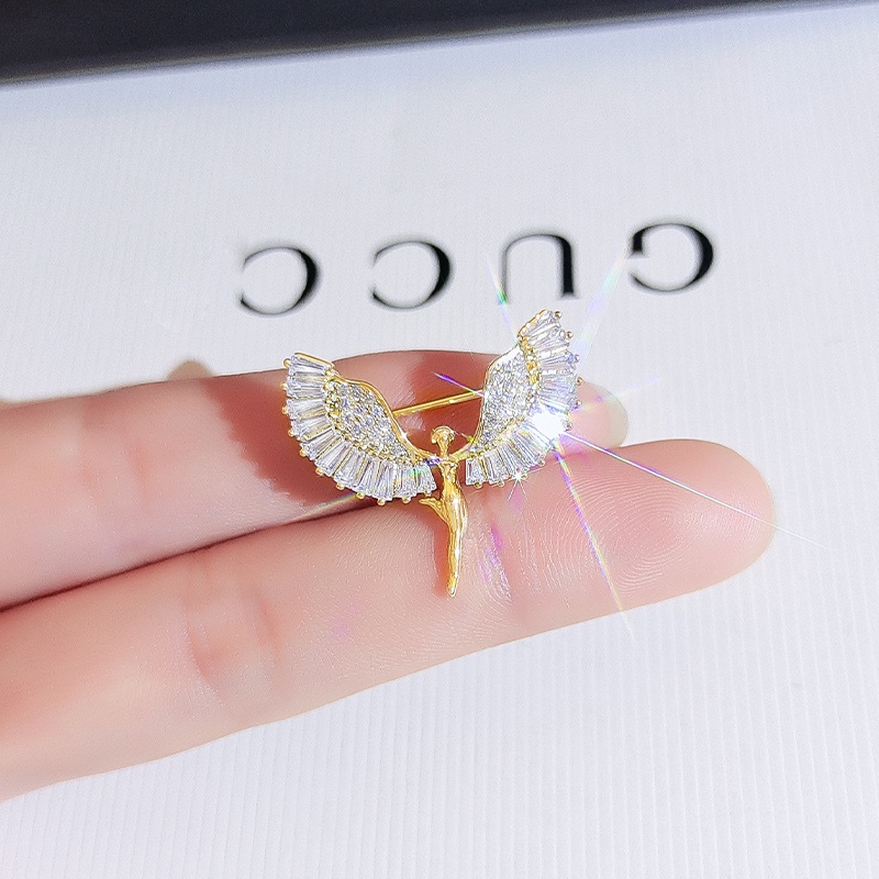 Ghim cài áo JIUDUOLAN thiết kế cô gái đính đá zircon tinh tế cao cấp thời trang