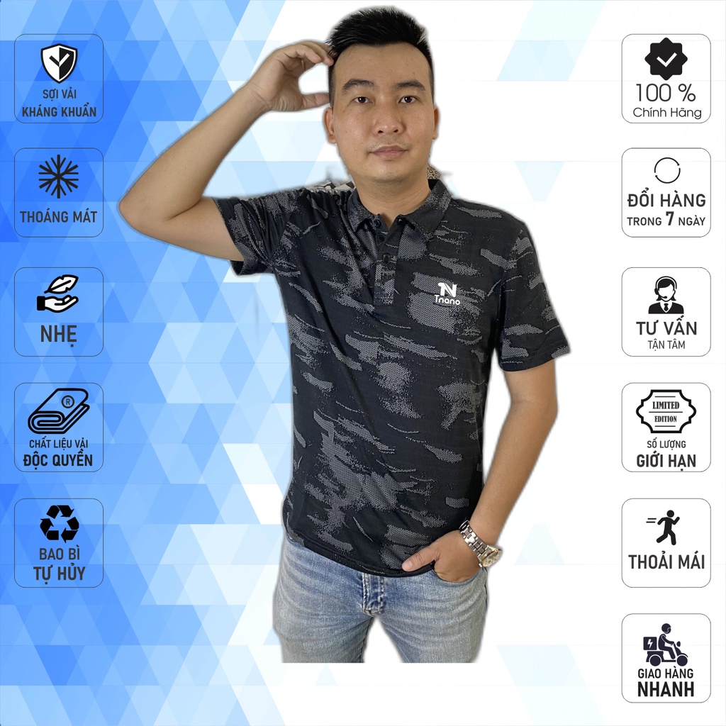 Áo thun nam cổ sơ mi màu rằn ri bụi PL2202