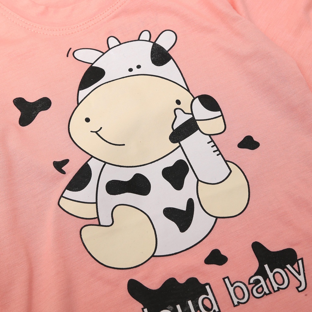 Bộ Thun Lạnh Dài Tay Cho Bé Gái Bé Trai Minky Mom Vải Thun Lạnh Mềm Mịn Họa Tiết Bò Sữa Đáng Yêu, Bộ Thu Đông Cho Bé TD1