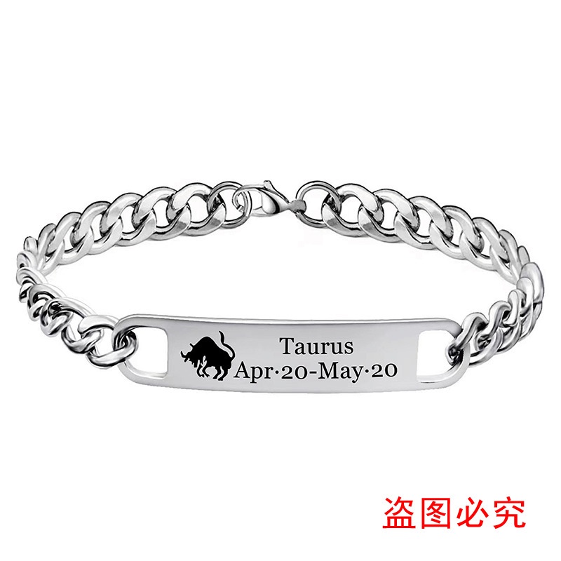 Vòng Tay Thép Titan Không Gỉ Khắc Chữ 12 Cung Hoàng Đạo