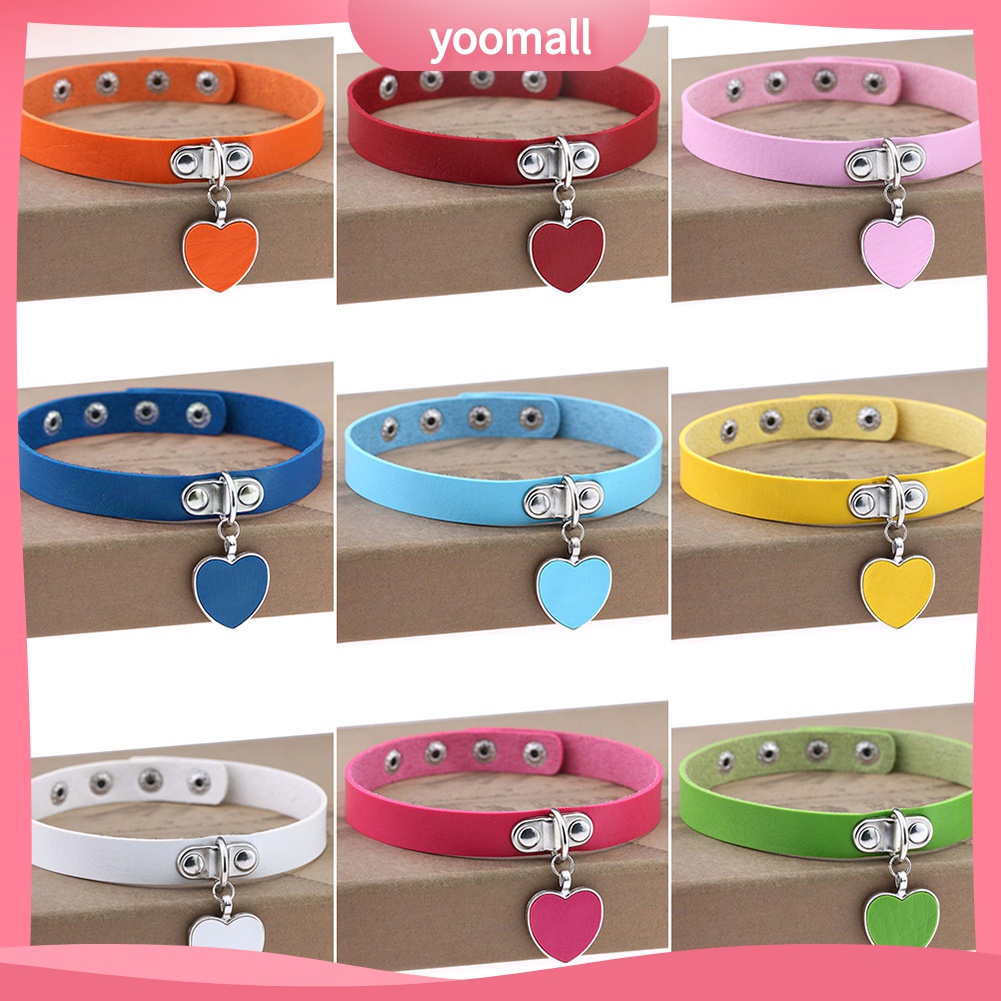 Vòng Cổ Choker Giả Da Mặt Trái Tim Phong Cách Gothic Punk