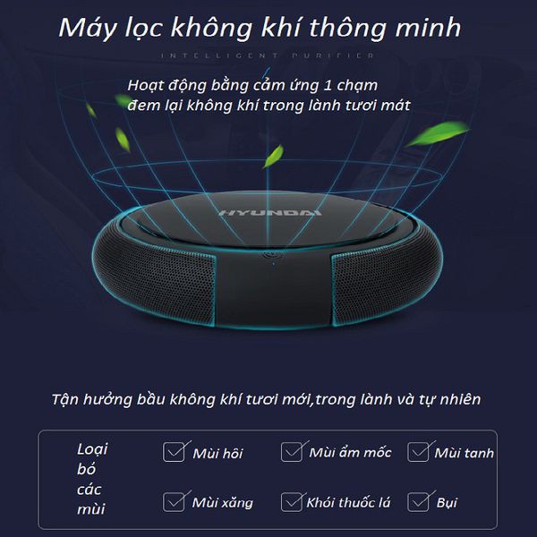 Máy lọc không khí và bụi trong xe ô tô hàng Hyundai chính hãng HY12 - bảo hành 1 năm
