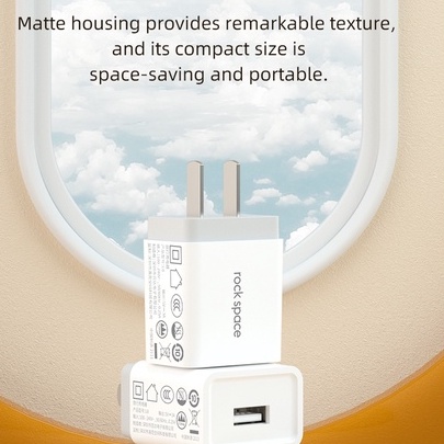 Củ sạc nhanh Rockspace T6 1A chính hãng cổng USB chân dẹt sạc không nóng máy tương thích cả adroid và ios  – BH 1 năm