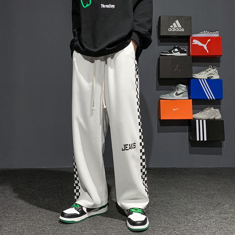 Quần culottes nam SOZO dáng suông rộng thể thao viền sọc caro - JOGGER NAM 002C