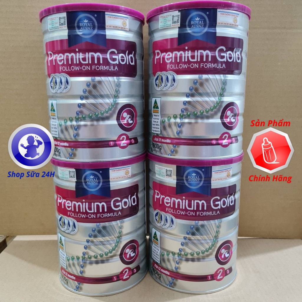 Combo 4 Hộp Sữa Hoàng Gia Úc Royal AUSNZ Premium Gold Số 1, 2, 3, Kid Formula Lon 900g