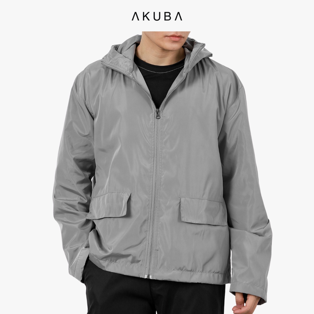 Áo khoác dù hoodie nam AKUBA trơn, form oversize, chất liệu dày dặn, nhiều màu 01Y0392