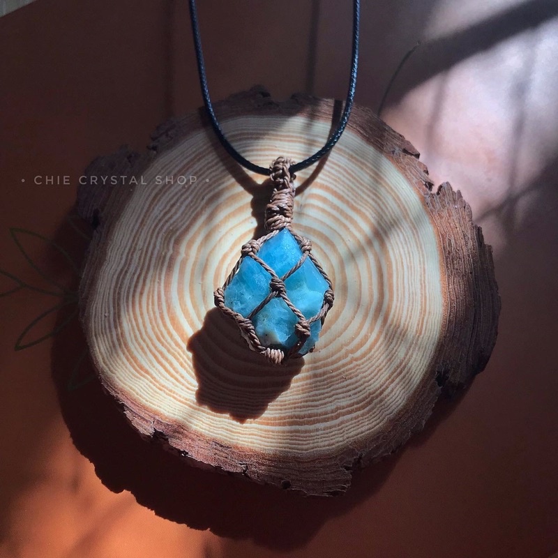Dây chuyền phong thuỷ Aquamarine  đan macrame