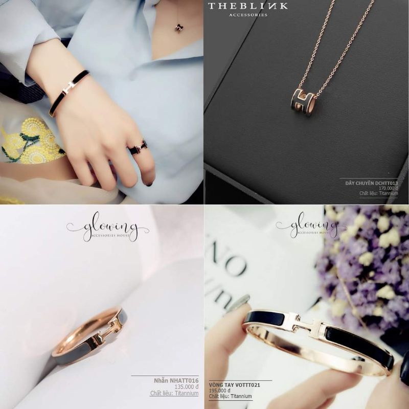Dây chuyền chữ H (Hermes) đen