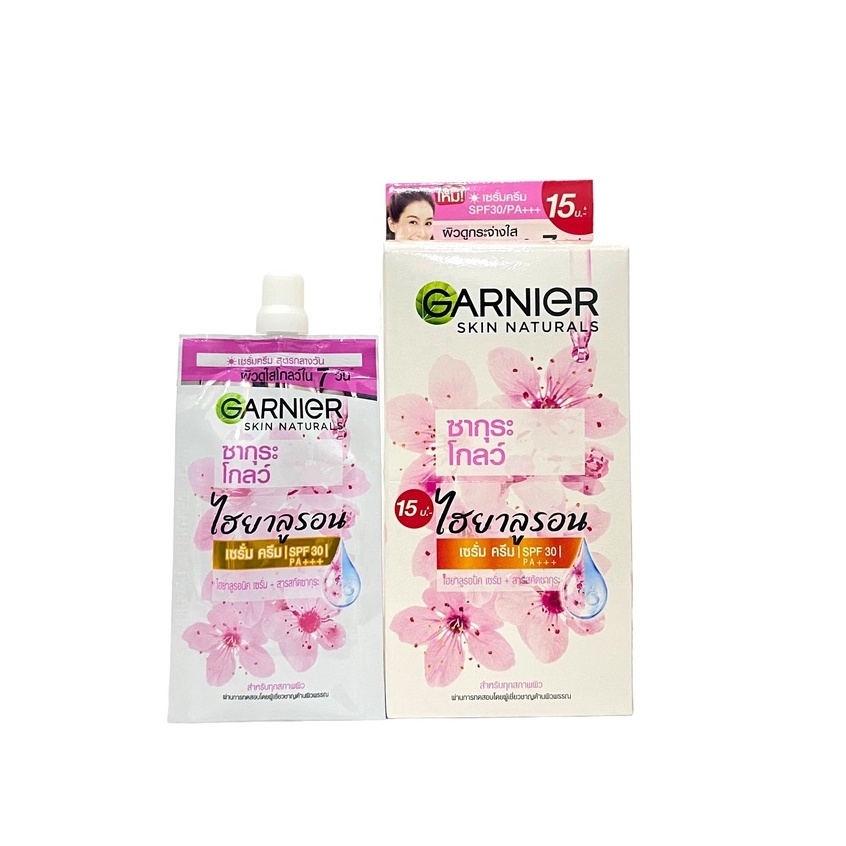 Hôp 6 Gói kem chống nắng và dưỡng trắng da Garnier Hồng Thái Lan 7ml