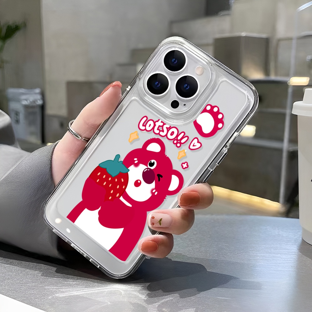 Ốp Điện Thoại Trong Suốt In Hình Gấu Dâu Tây Cho iphone 14 Pro Max 14 Plus 13 11 12 7Plus X XR XS Max 8 7