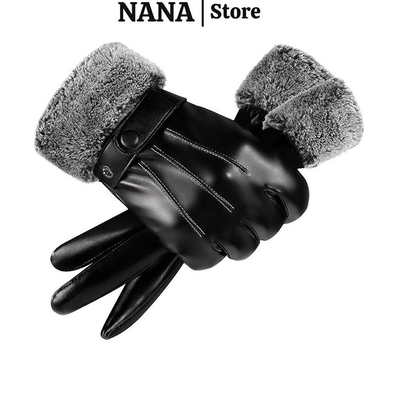 Găng tay da nam nữ mùa đông giữ ấm tốt lót nỉ bên trong chống lạnh thời trang cao cấp