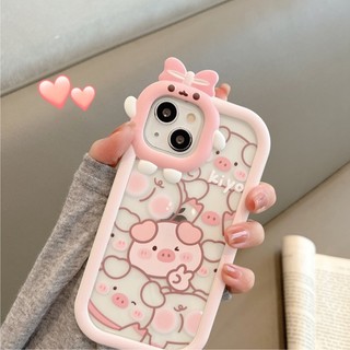Ốp lưng nơ trong suốt iphone/android pig cute