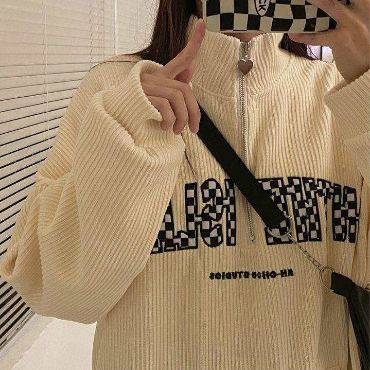 Áo Hoodie Dáng Rộng Thời Trang Retro Hàn Quốc Cho Nữ