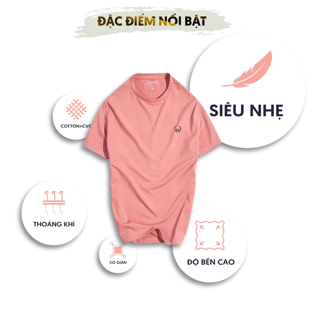 Áo thun cổ tròn nam BLOOK vải CVC co giãn tốt cao cấp, thanh lịch 33384