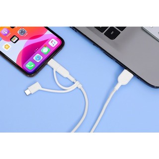 Dây cáp sạc anker a8436 powerline ii dài 0.9m 3 đầu tiện dụng ip/type-c/microusb bảo hành 12 tháng